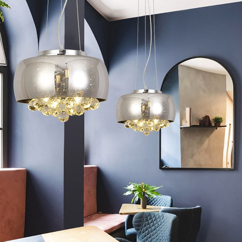 Modern Round Horseshoe Glass Pendent Light For Dining Kitchen Bar Cafe Home Decor Hanging Light Crystal Chandelier Pendant Lamp 3