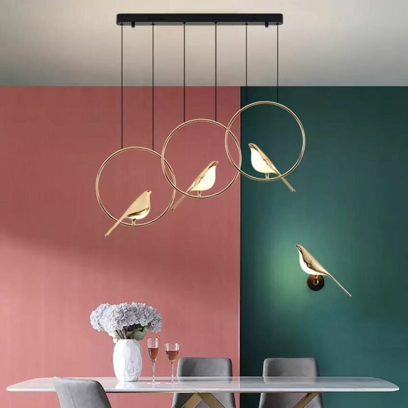 Modern birds chandelier living room post-modern Nomi Chandelier 6 light creative bedroom dining kitchen gold hotel lamp 4