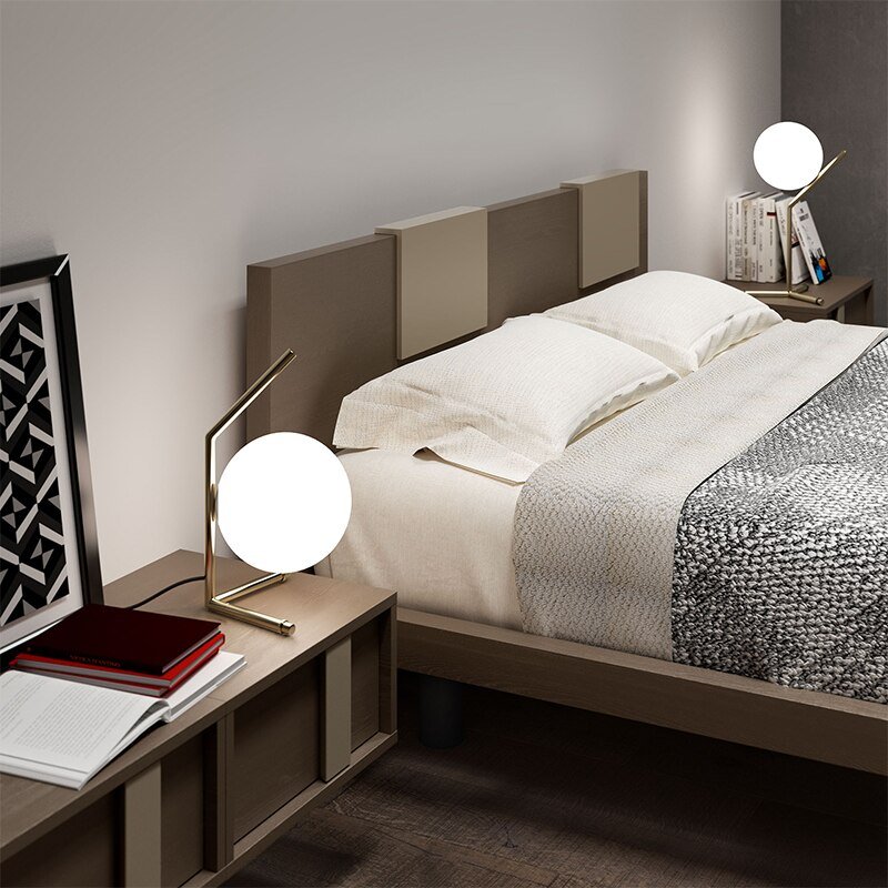 Modern Iron Industrial Glass Ball Table Lamps Golden Pillar Desk Lamp LED E27 Light For Bedroom Living Room Dining Bedroom 4