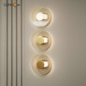 Designer simple bedside bedroom wall light background wall round glass light luxury wall lamp 1