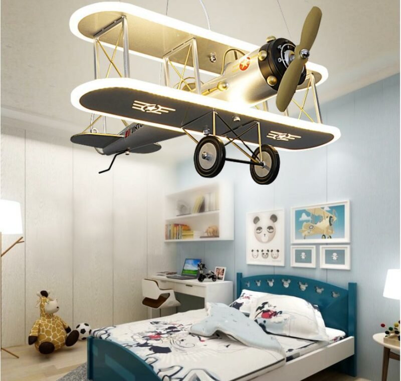 Creative led children's aircraft Pendant lamp boy bedroom room lamp personality modern fashion cartoon Hanging  lamp  Fixtures 4