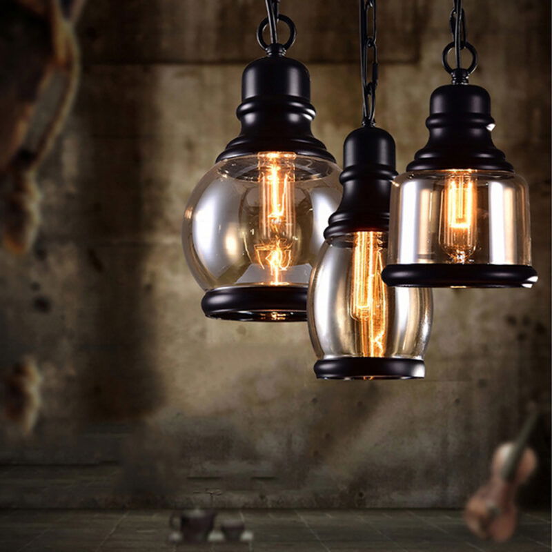 With 110V/ 220V bulb Amber Glass Lamp  Loft Pendant Light For Dinning Restaurant Bar Bed room Kitchen Home Decor 3 Style 3