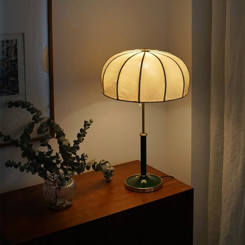 Nordic Vintage Designer Table Lamp for Study Bedroom Kitchen Ins Aesthetic Room Decorator Fabric Desk Retro Lighting Appliance 5