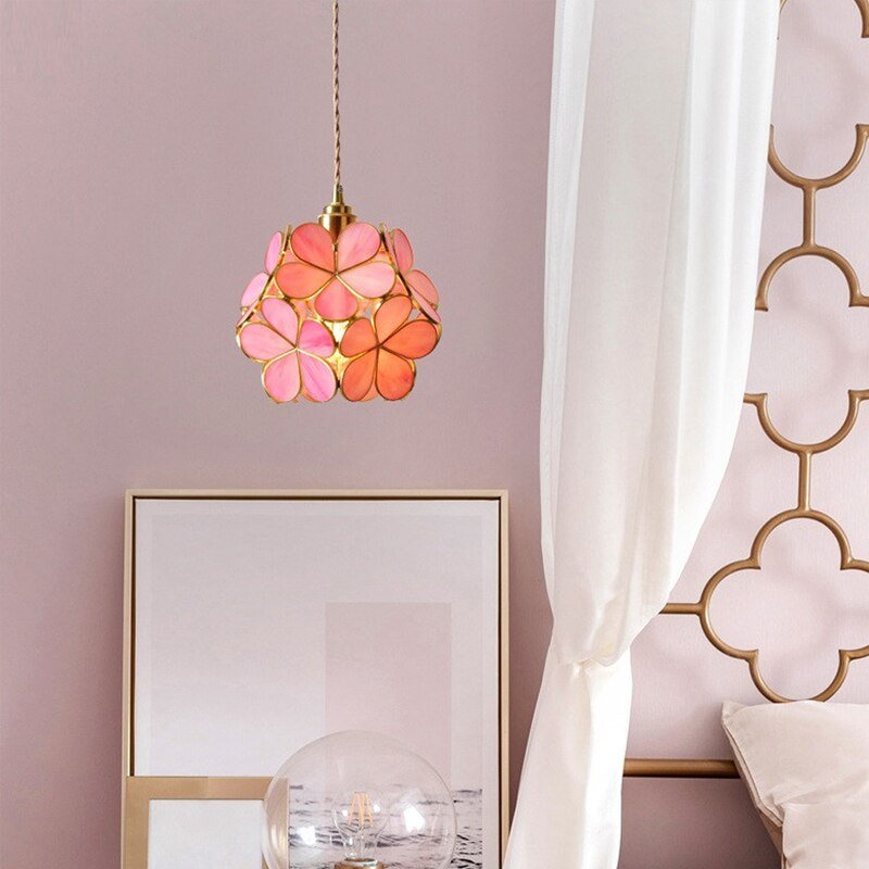 Nordic Pendant light Handmade Flower Stained  modern Iron art  LED Pendant Lamp For Bedroom Living Dining Room Hotel lamp 3