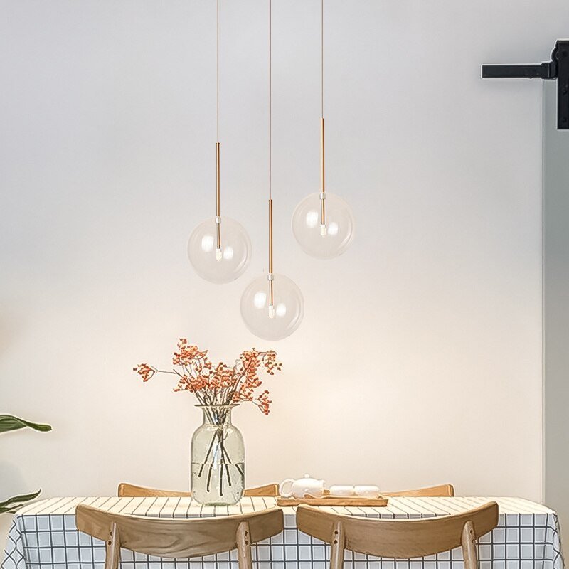 Dining Room Pendant Lights Bedside Living Room Kitchen Island Hanging Lamps For Ceiling Glass Lampshade Suspension Luminaire 3
