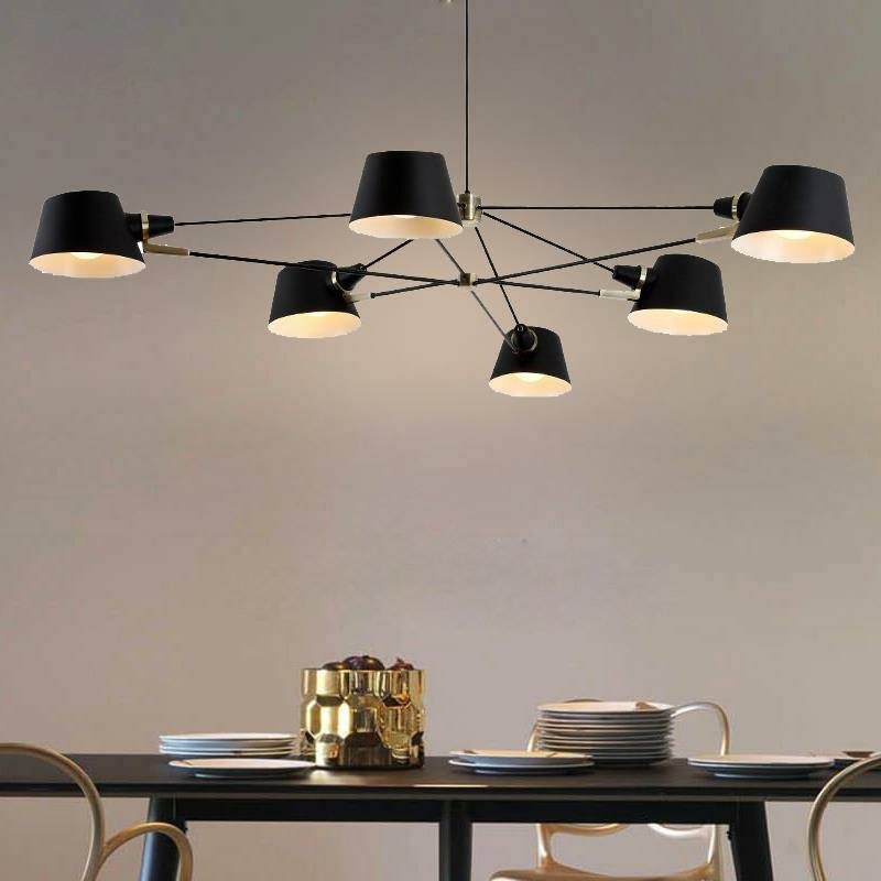 Modern Led Chandelier Lighting Living Room Designer Metal Hanging Light Fixture Black Suspension Lamps for Dinning Room Bedroom 4
