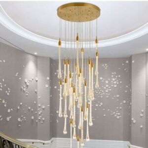 Water drop long chandelier Luxury crystal lights staircase Allure Suspension Lamp kitchen restaurant rectangle stairs chandelier 1
