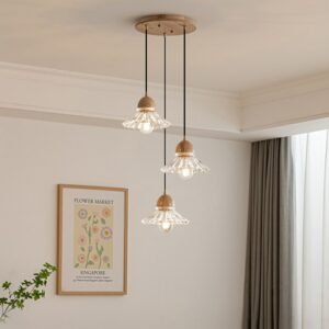 Modern Glass Pendant Lamp  Japanese style Wooden Hanging combination Nordic Bar Dining Loft Cafe Decor Chandelier Lamps E27 1