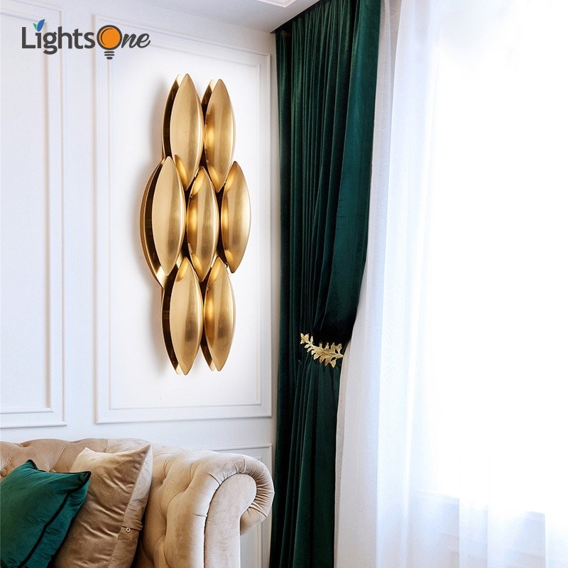 Postmodern American creative simple wall light golden light luxury villa living room aisle model room wall lamp 1