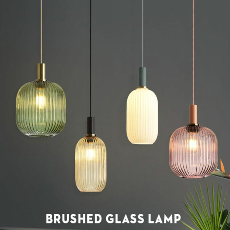 Nordic Retro restaurant colorfull Glass pendant lights Creative living room Lamp Simple bedside lamp LED E27 light 1