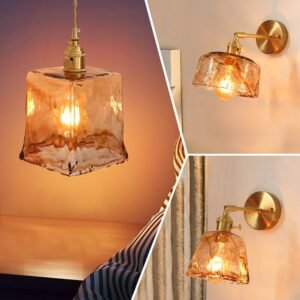 Glass Lampshade Wall Lamps Retro Brass Body Bedroom Bedside Reading Light Sofa Background Wall Entrance Corridor Vanity Lights 1