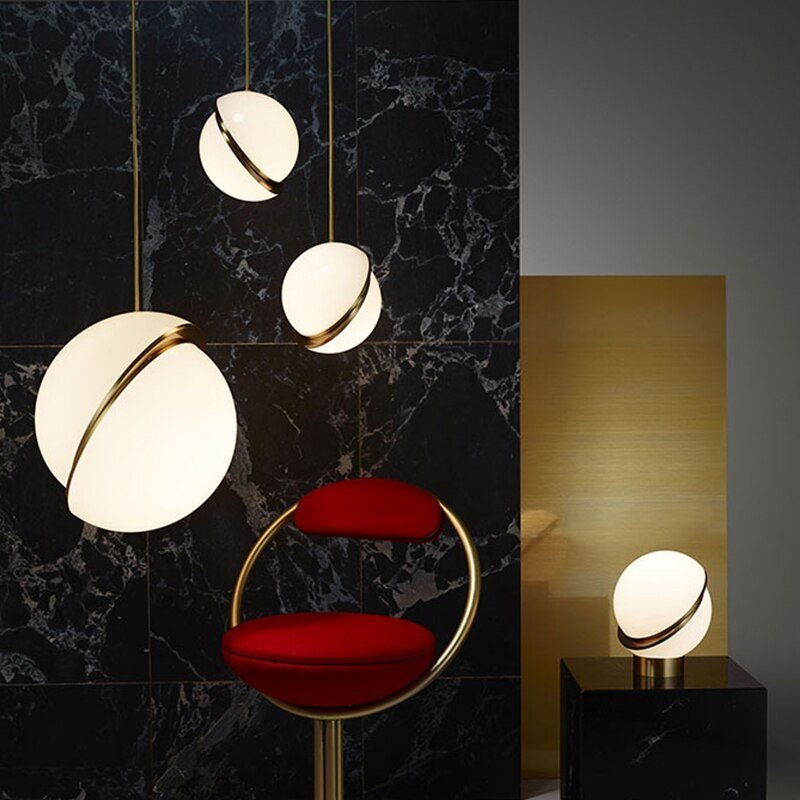 Modern Acrylic Round Balls Pendant Lights Globe Moon Suspension Hanging Lamp For Bedroom Living Room Home Lighting Fixtures 6
