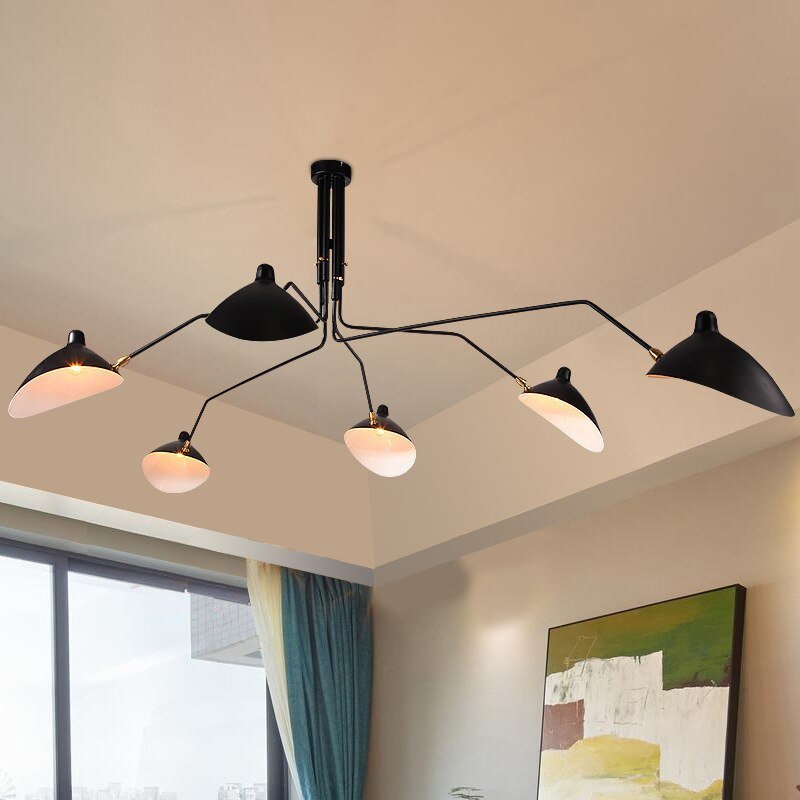 Nordic Retro Multi heads Pandent Lamp Simple Design Ceiling Lamp Postmodern Home Lighting Living Room Led Luminaire 6