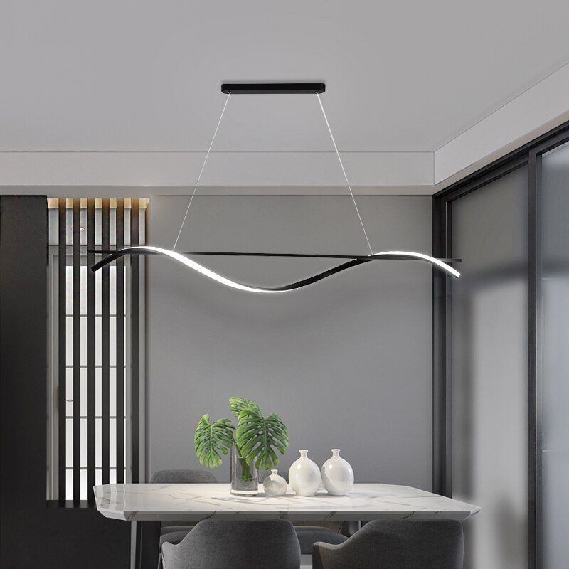 Minimalist Office Lamp Dining Room Pendant Lights Modern Chandelier For Kitchen Long Table Black Indoor Smart Fixtures 3