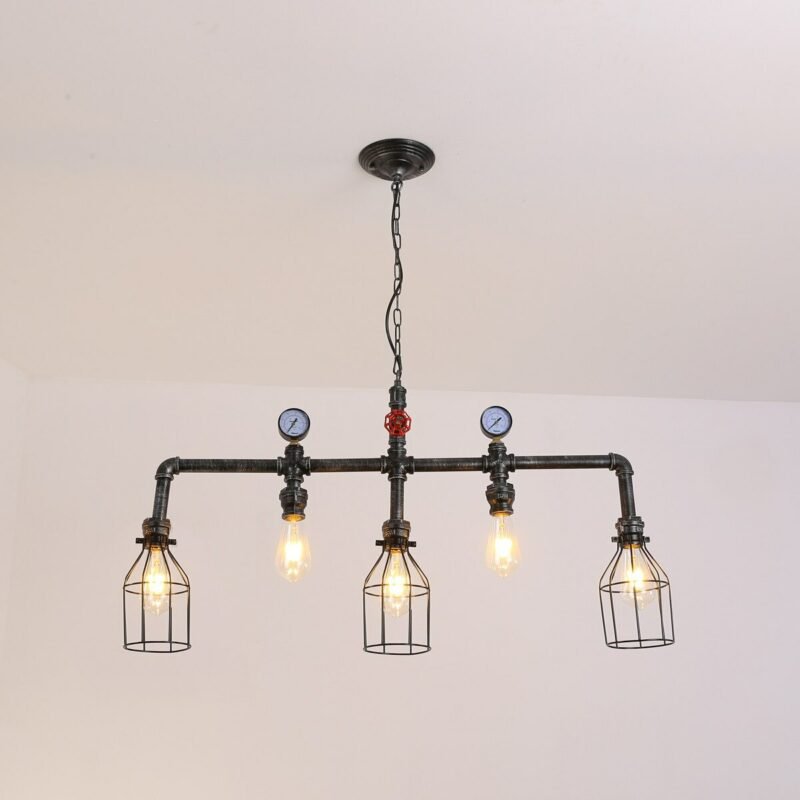 Industrial Style Loft  Country Water Pipe Pendant Lighting Retro Creative Personality Restaurant Bar Table Iron Cage Lamp Lights 1