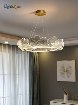 Postmodern light luxury living room chandelier modern minimalist dining room bedroom nordic lotus leaf lamp 1