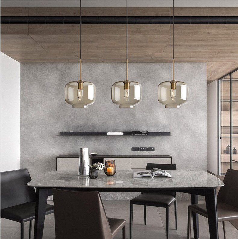 Creative Stairs Cafe Restaurant Bar Pendant Light Desk Bar Nordic Simple Chandelier Glass Lamps 5