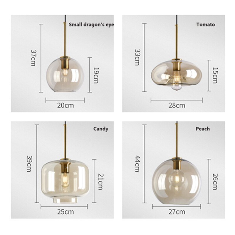 Modern Nordic hanging loft Glass lustre Pendant Light industrial decor Lights Fixtures E27/E26 for Kitchen Restaurant Lamp 4
