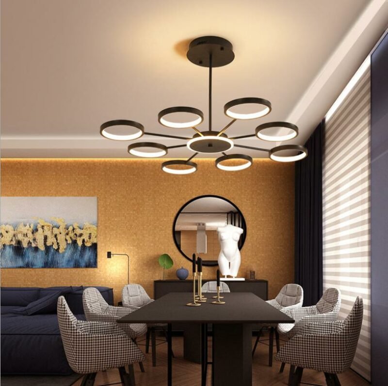 2020 new living room chandelier lighting  led  luxury black gold Hanging lamp Nordic   bedroom restaurant hotel decor Lamp 4