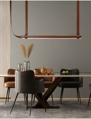 Nordic restaurant belt chandelier designer clothing store table bar leather tea room lamp 1
