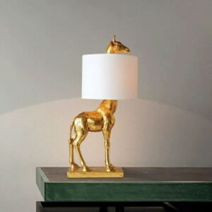 Resin Giraffe Creative Table Lamps for Chirldren's Bedroom Study Light Modern Fabric Animal LED Night Stand Lighting Appliance 1