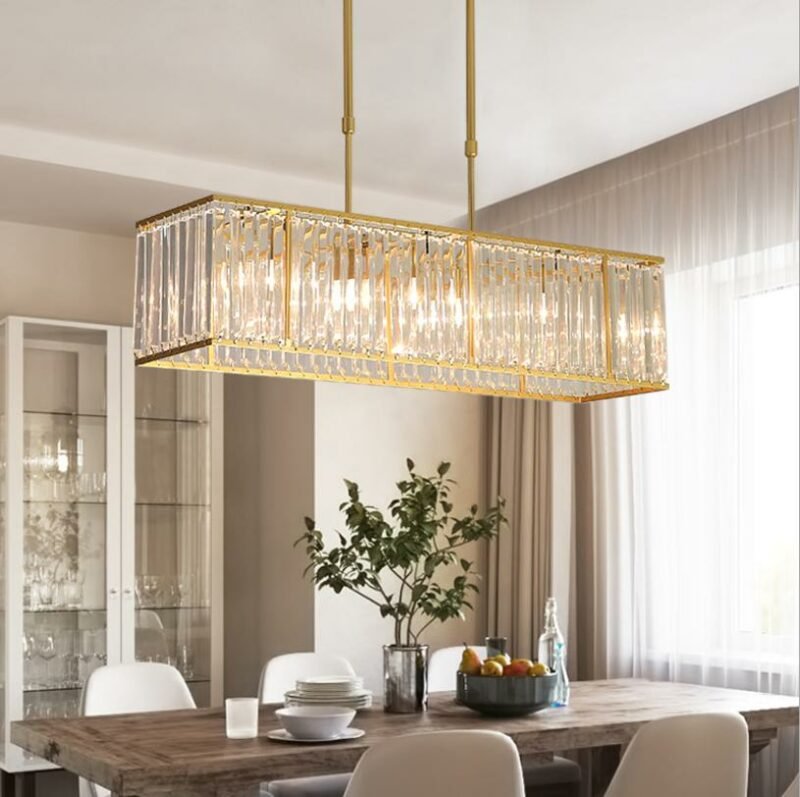 Modern  Luxury Square Pendant Lighting  Crystal Light Black Gold Living Room Bedroom Dining Study Room Hanging Lamp Decor Light 3