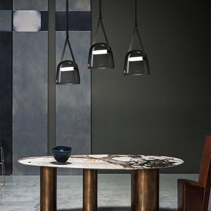 Nordic Designer Pendant Light Leather Glass Hanglamp For Dining Room Bedroom Study Bar Home Decor Loft Luminaire Suspension 2