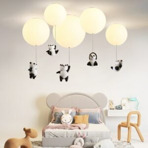 Creative Panda Ceiling Lights Children'S Bedroom Balloon Cartoon Panda Hanging Lamps For Ceiling Study Aisle Ceiling Chandelier 1