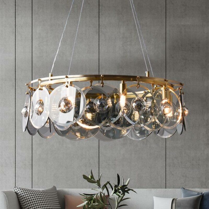 All Copper Living Room Chandelier Lightings  Circular G9 Light Source Hanging Lamp For Villa  Room Luxury Decor Indoor Light 1