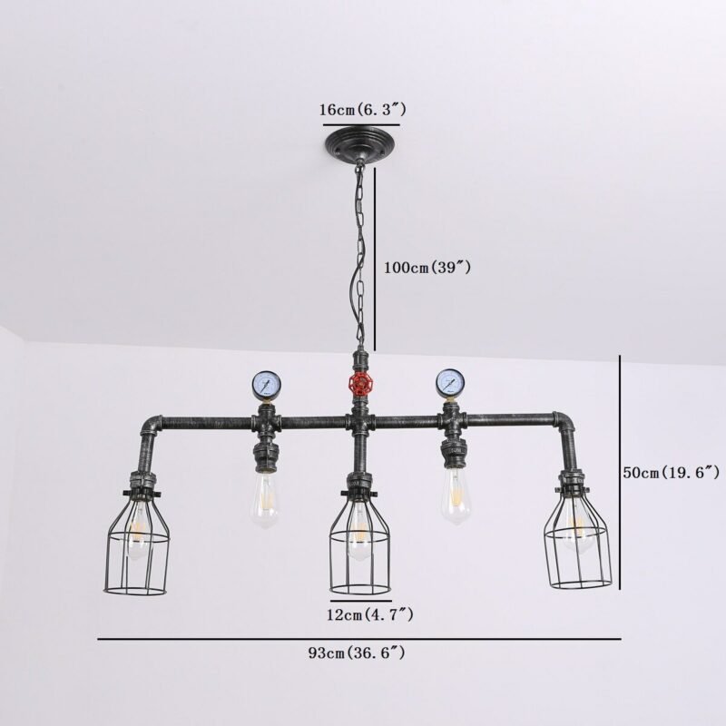 Industrial Style Loft  Country Water Pipe Pendant Lighting Retro Creative Personality Restaurant Bar Table Iron Cage Lamp Lights 6