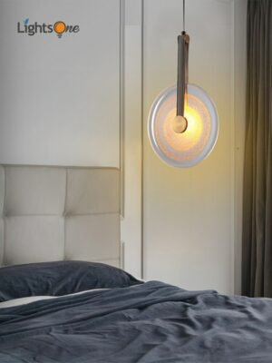 Designer round belt pendant light bedroom dining bar staircase glass bedside pendant lamp 1