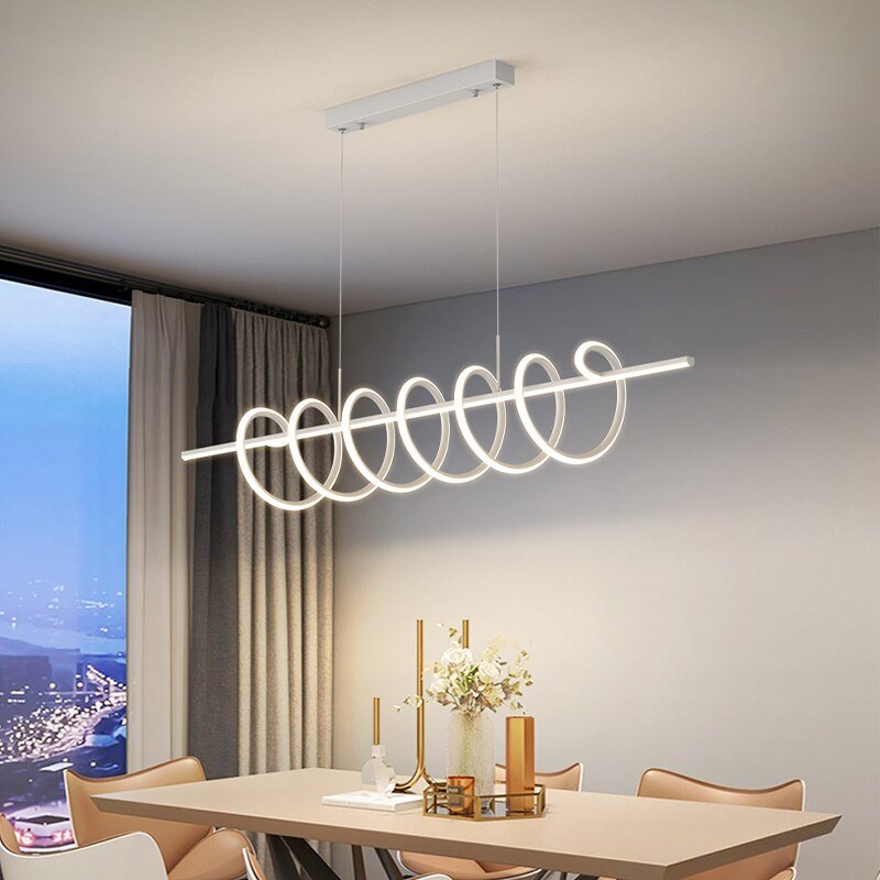Modern Chandeliers Home Spiral Pendant Light Villa Living Dining Room LED Ceiling Chandelier Indoor Lighting Decor Fixture Lamps 5