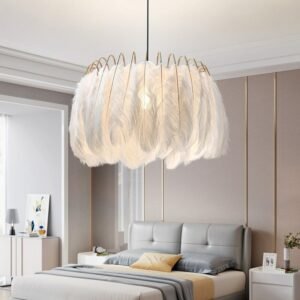 Feather lamp chandelier modern minimalist creative warm and romantic girl bedroom lighting Nordic lamps 1