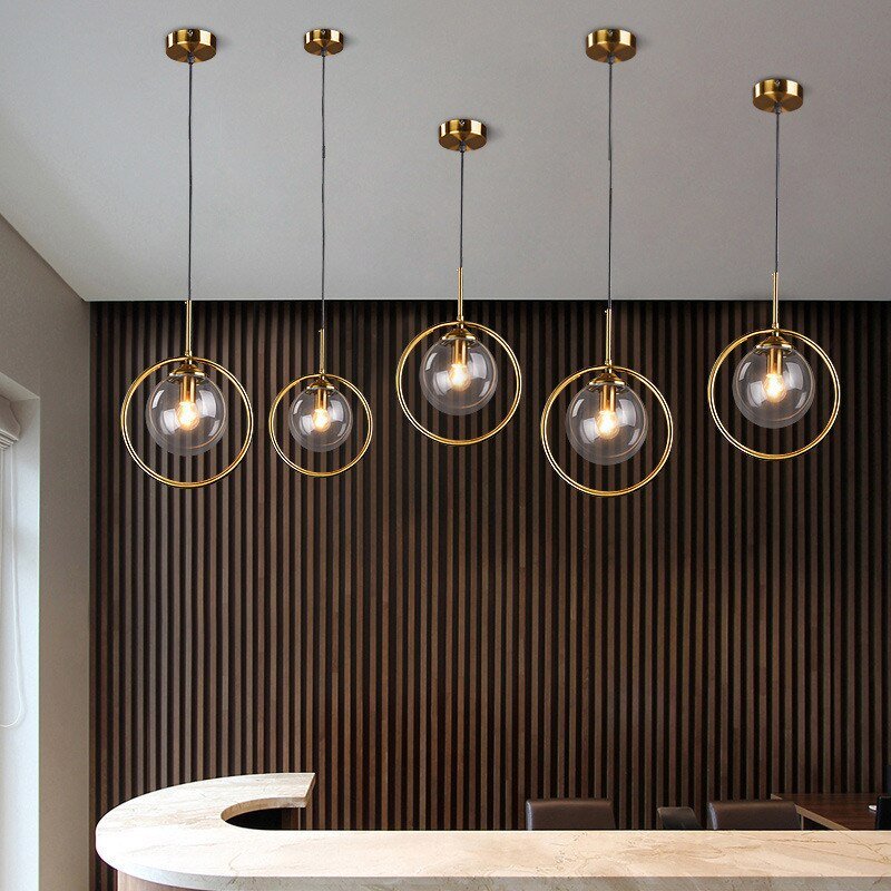 Modern Gold Hang Lamp Nordic Glass Ball Pendant Lights  Home Loft Decor Light Fixtures for Cafe Dining Room Kitchen Bedroom Lamp 3