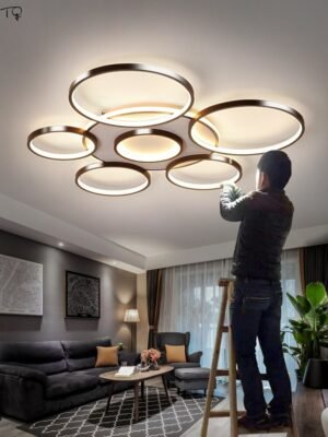 Nordic Modern Atmosphere Brown Ring Led Ceiling Lamp Simple Home Decor Kitchen Light Fixtures Living Room Dining Room Bedroom 1