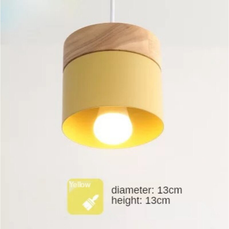 Nordic Minimalist Wooden Pendant Light Led Iron Hanglight for Bedside Restaurant Study Bar Creative Macarons Lighting Appliance 5