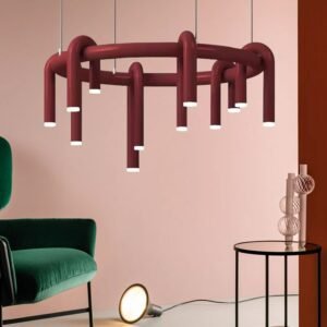 Designer's U-shaped living room chandelier Nordic strip restaurant bar counter bedroom model room iron art lighting fixture 1