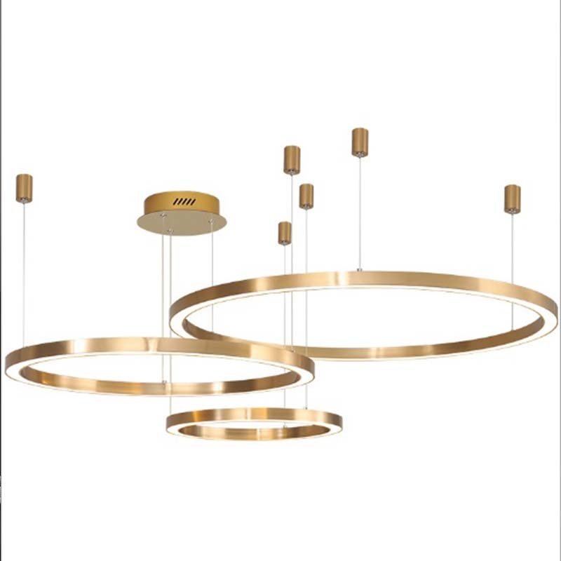 Modern Luxury Large 5 Ring Led Pendant Light  For Mall Dining Table Living Room Decoration Gold Round Ring Hanging Lamp Fixture 1