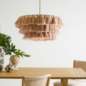 Bohemian chandelier designer decorative Cotton lampshade pink lamp for Office e27/LED art foyer kids room Fela Tassel Chandelier 1