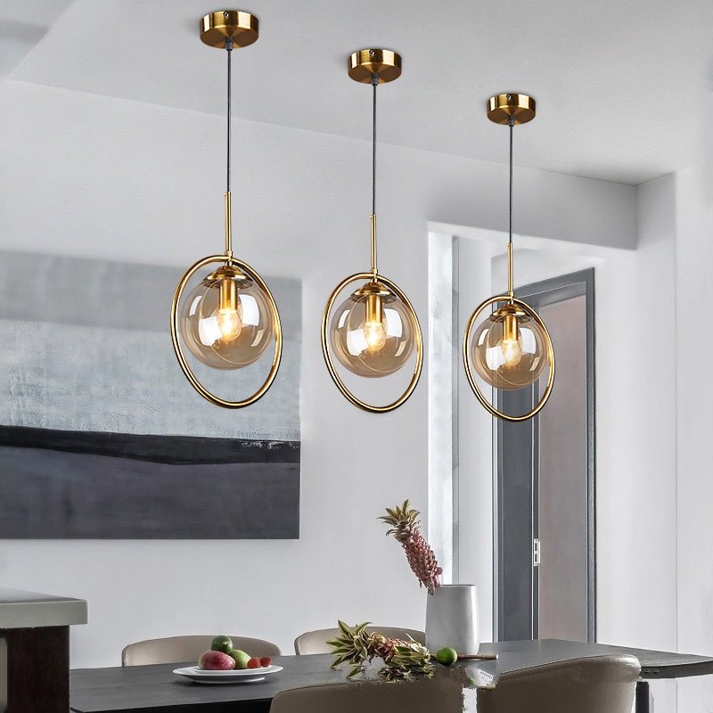 Modern Gold Hang Lamp Nordic Glass Ball Pendant Lights  Home Loft Decor Light Fixtures for Cafe Dining Room Kitchen Bedroom Lamp 1