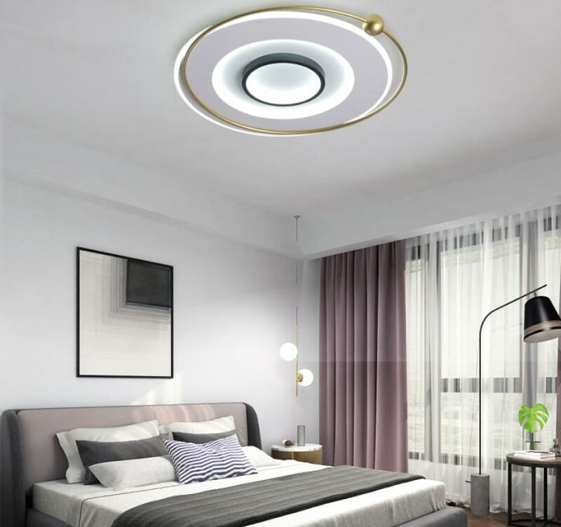 Modern led art ceiling lamp creative living room bedroom lamp  warm and simple ring study lamp Light Fixtures 4