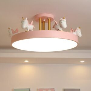 Children's Room LED Ceiling Lights Nordic Bedroom Lamps and Lanterns Modern Cartoon Resin Unicorn Kids Lighting LED Decoration 1