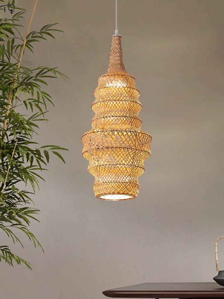 New Chinese Traditional Bamboo Weaving Pendant Lights LED E27 Home Decorative Indoor Lighting Restaurant Homestay Hotel Study 1
