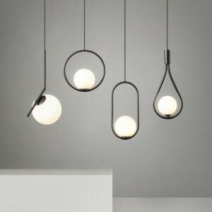 Modern Glass Pendant Lights Kitchen Dining Room Bedside Hanging Lamps For Ceiling High-quality iron Nordic Suspension Chandelier 1