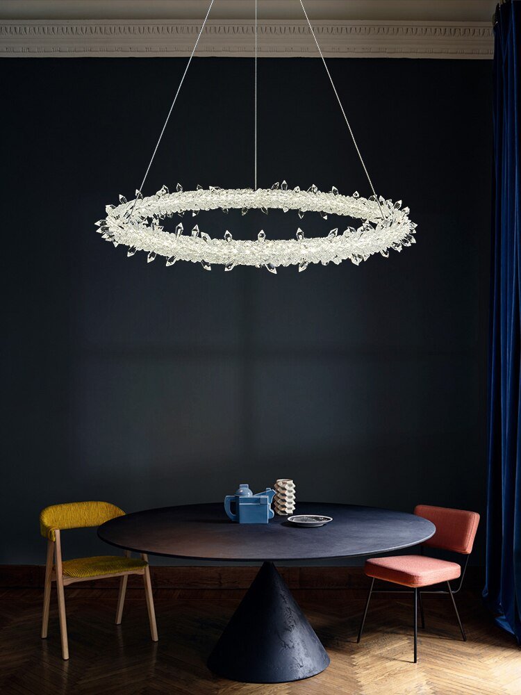 Post-modern light luxury crystal chandelier ring living room dining room ring firefly lamp 3