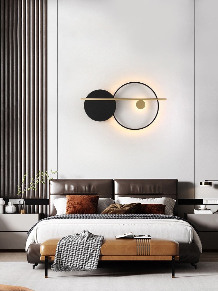 Nordic minimalist bedroom bedside lamp living room background wall lamp designer personality wall light 4