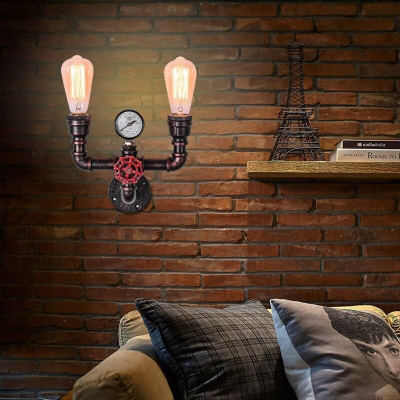 Industrial Water Pipe Wall Lights Iron Rust Sconce Lamps Decor For Aisle Loft Cafe Bedroom Bedside Living Room Free Shipping 5