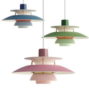 Nordic Multicolour Pendant Light for Dinning Room Table Danish Aluminum Ceiling Chandelier Suspend Lamps Fixture  for Bedroom 1