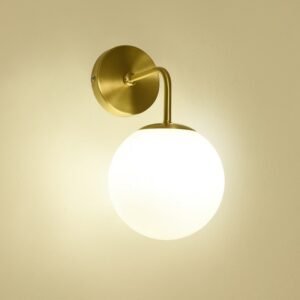 Wall lamp Nordic Golden Wall Lights With Milky/Clear Special Glass Round Ball Bedside Wall Lights In Bedroom 1