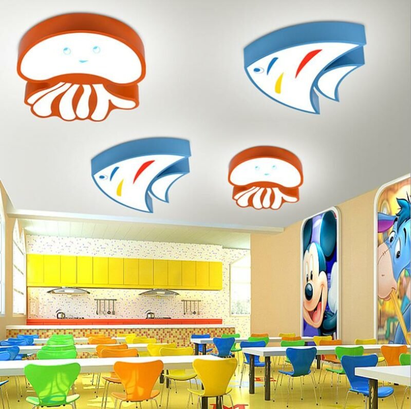 led creative cartoon chandelier For kindergarten decoration training playground swimming  dolphin jellyfish children chandelier 1